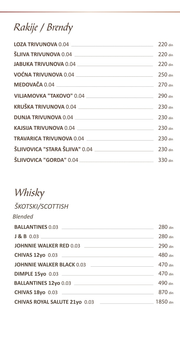 Rakije, viski / Brandy, Whisky